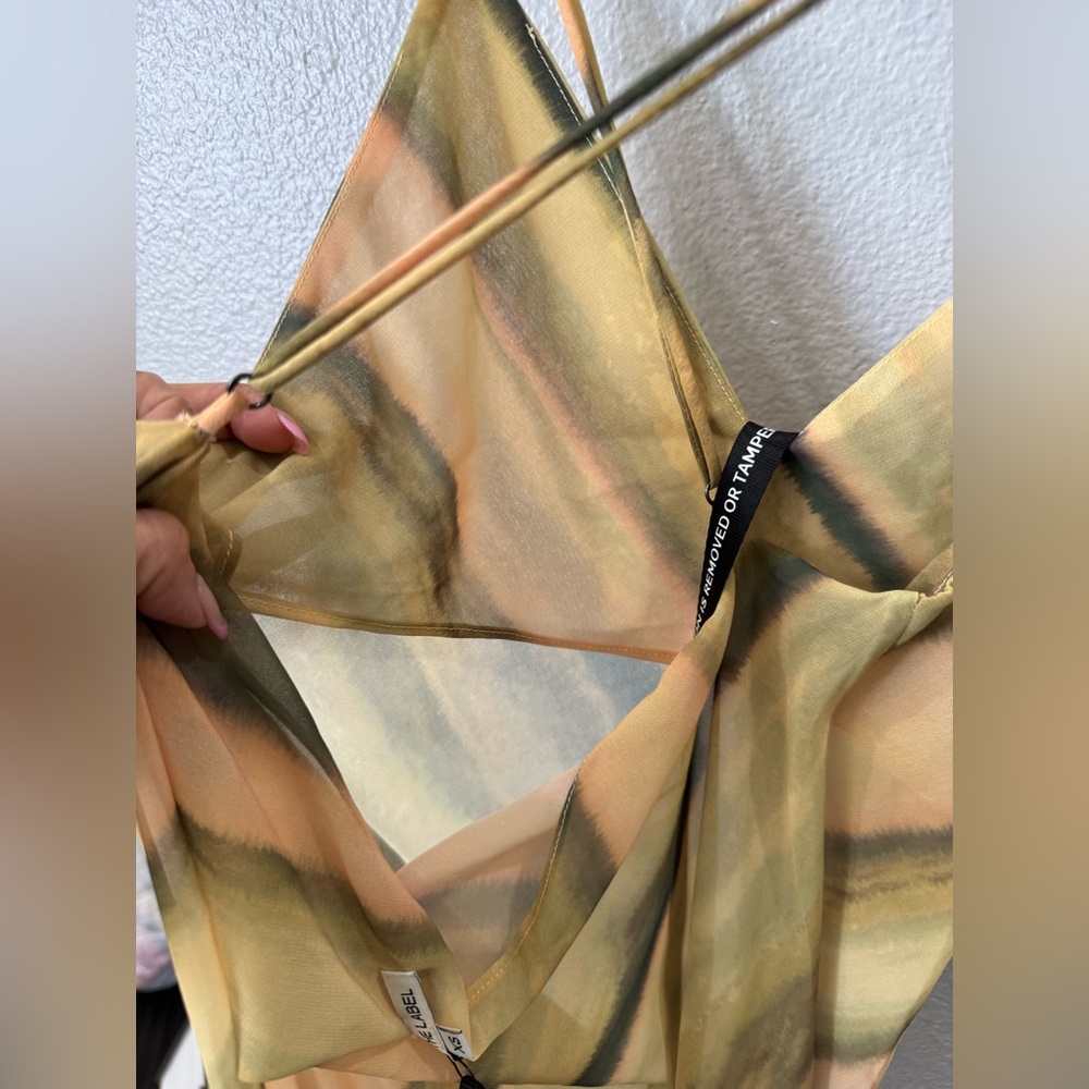 SLA The Label Samui Sheer Maxi Dress XS NWT Watercolor Slip Y2K Vacation - Picture 6 of 8
